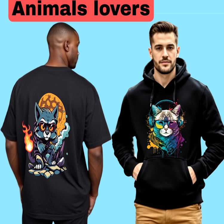 ANIMAL AND MUSIC  LOVER T-SHIRT  AND HOODIES