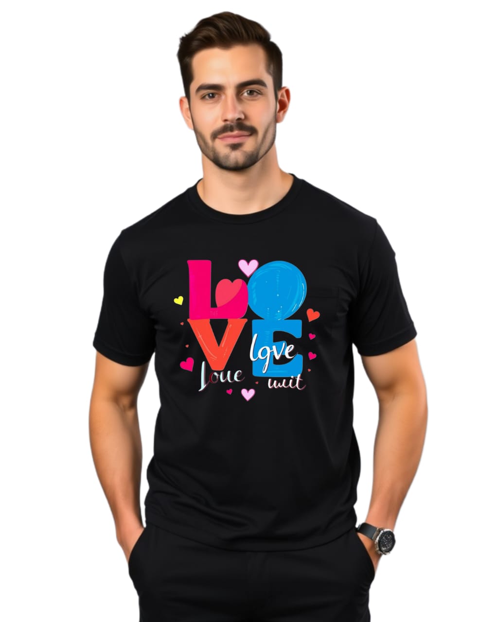 LOVE COUPLE  Pure Cotton Regular Fit 180 GSM Biowash Unisex Round Neck T-Shirt (100% Cotton, DTF Print)