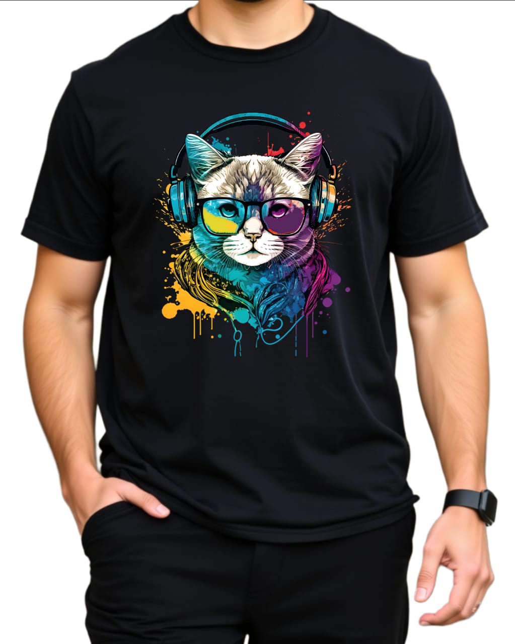 CAT LOVER  Pure Cotton Regular Fit 180 GSM Biowash Unisex Round Neck T-Shirt (100% Cotton, DTF Print)