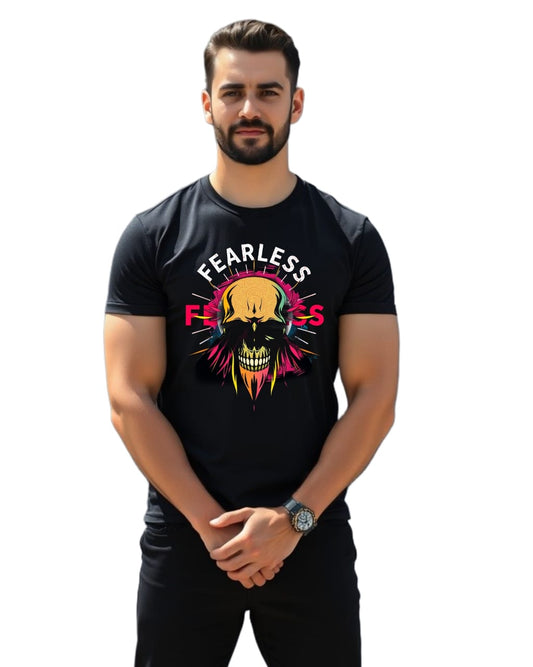 FEARLESS Premium Regular Fit 180 GSM Biowash Unisex Round Neck T-Shirt (100% Cotton, DTF Print)