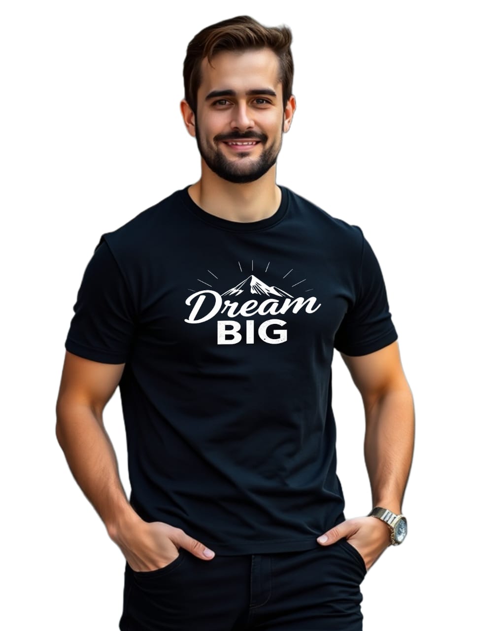 DREAM BIG Premium Regular Fit  180 GSM Biowash Unisex Round Neck T-Shirt (100% Cotton, DTF Print)