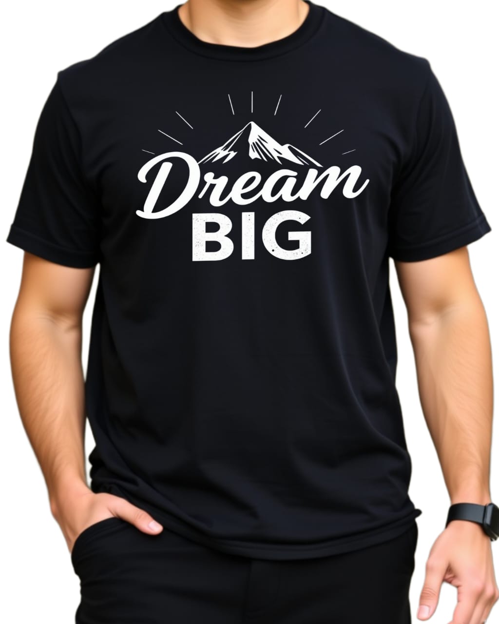 DREAM BIG Premium Regular Fit  180 GSM Biowash Unisex Round Neck T-Shirt (100% Cotton, DTF Print)