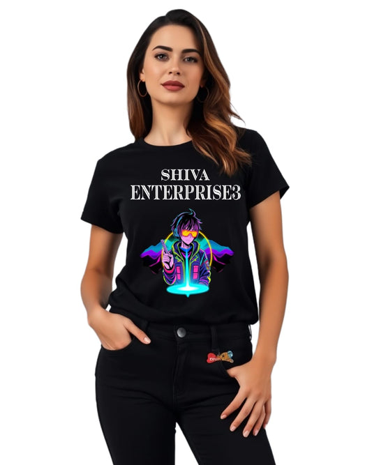 SHIVA ENTERPRISE Premium Regular Fit 180 GSM Biowash Unisex Round Neck T-Shirt (100% Cotton, DTF Print)