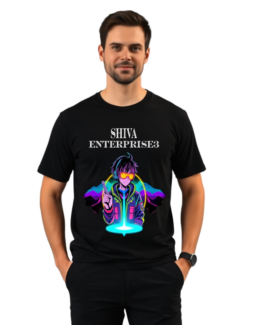 SHIVA ENTERPRISE Premium Regular Fit 180 GSM Biowash Unisex Round Neck T-Shirt (100% Cotton, DTF Print)