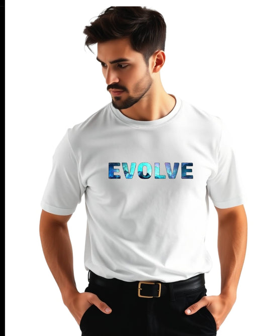 EVOLVE  Premium Regular Fit 180 GSM Biowash Unisex Round Neck T-Shirt (100% Cotton, DTF Print)