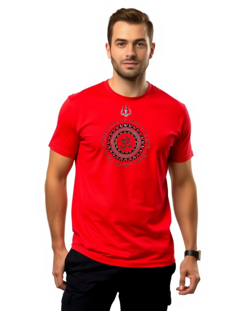 mahadev Premium Regular Fit  180 GSM Biowash Unisex Round Neck T-Shirt (100% Cotton, DTF Print)