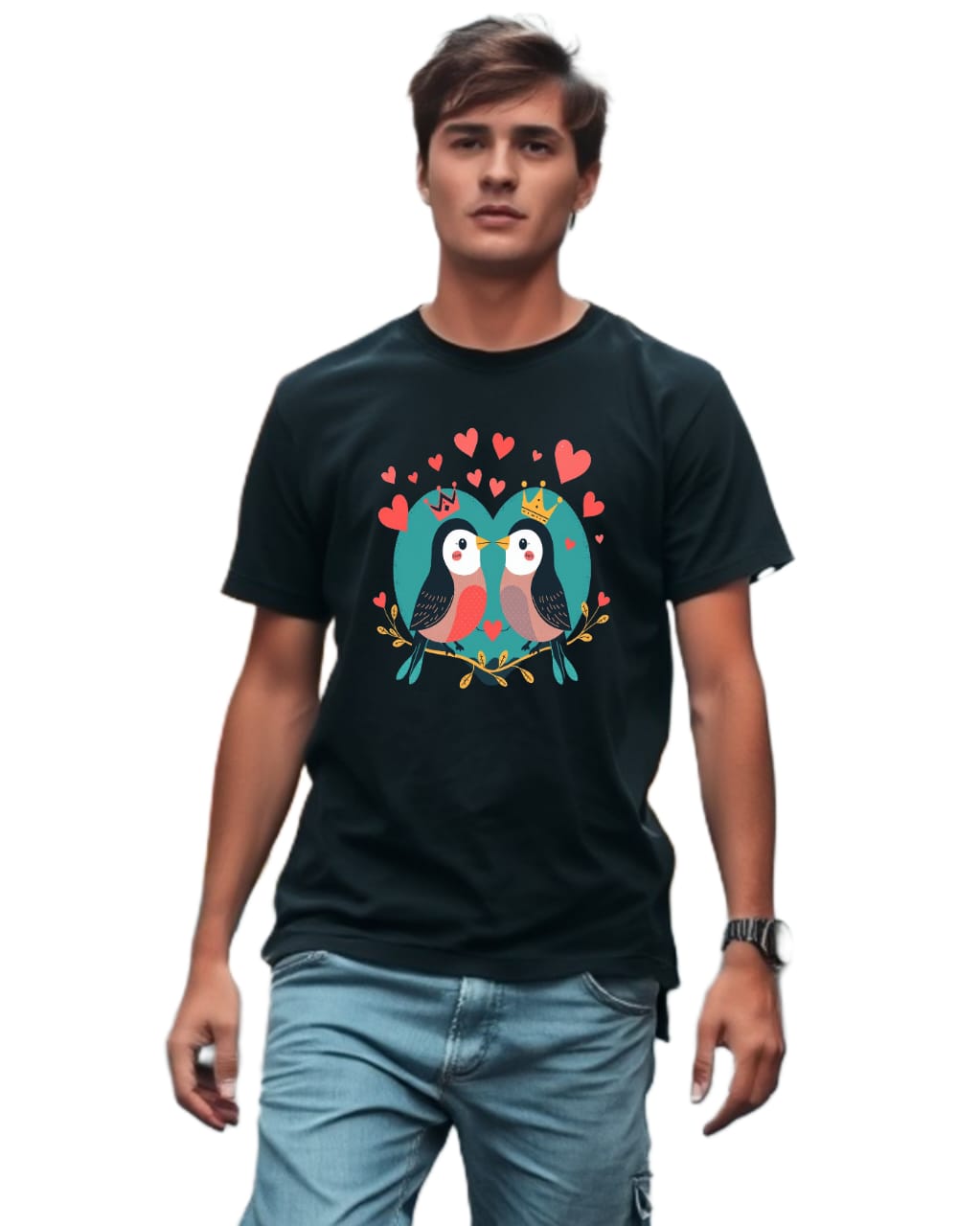 Love  180 GSM Biowash Unisex Round Neck T-Shirt (100% Cotton, DTF Print)