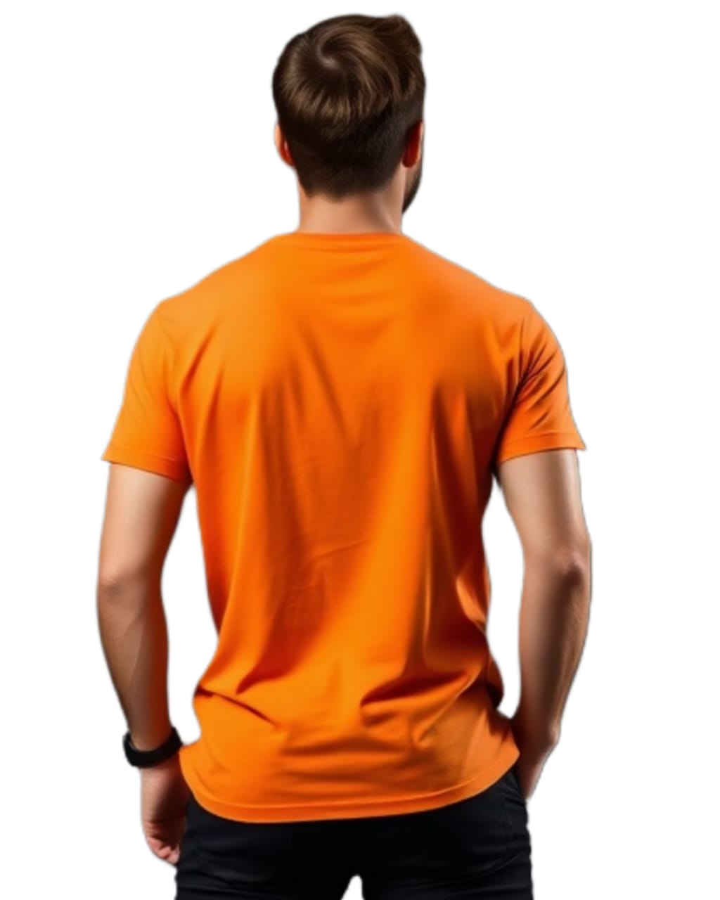 BLACK AND  ORANGE   180 GSM Biowash Unisex Round Neck plain  T-Shirt [100% Cotton, ] pack of 2