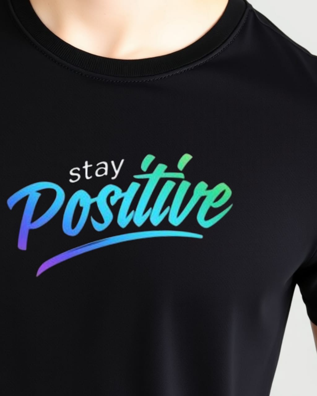 positivity ,180 GSM Biowash Unisex Round Neck T-Shirt (100% Cotton, DTF Print)