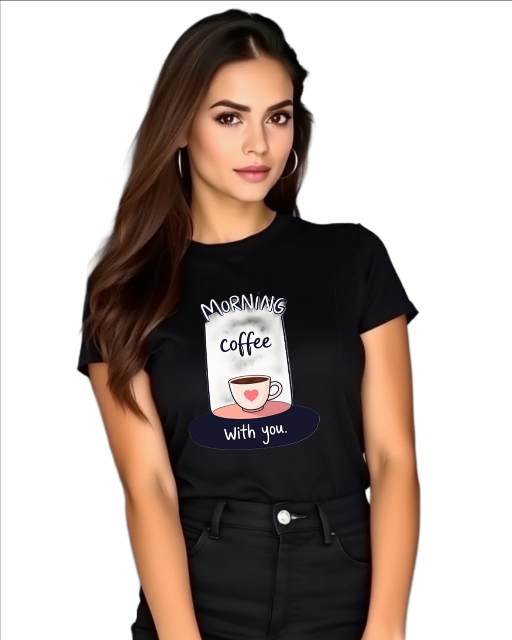 MORNING COFFEE  COUPLE Premium Regular Fit 180 GSM Biowash Unisex Round Neck T-Shirt (100% Cotton, DTF Print)