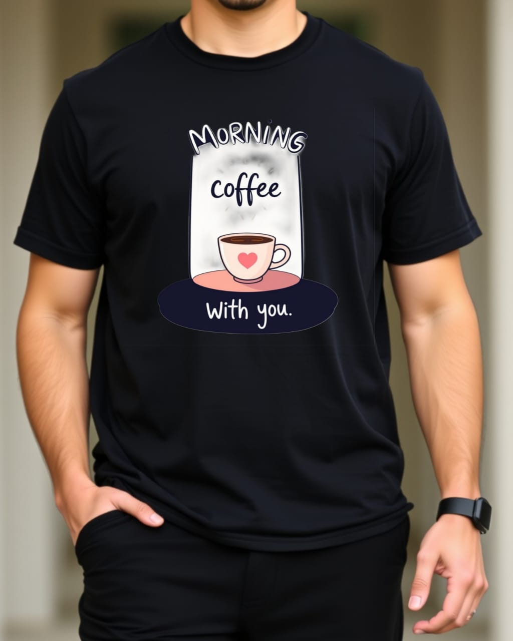 MORNING COFFEE  COUPLE Premium Regular Fit 180 GSM Biowash Unisex Round Neck T-Shirt (100% Cotton, DTF Print)