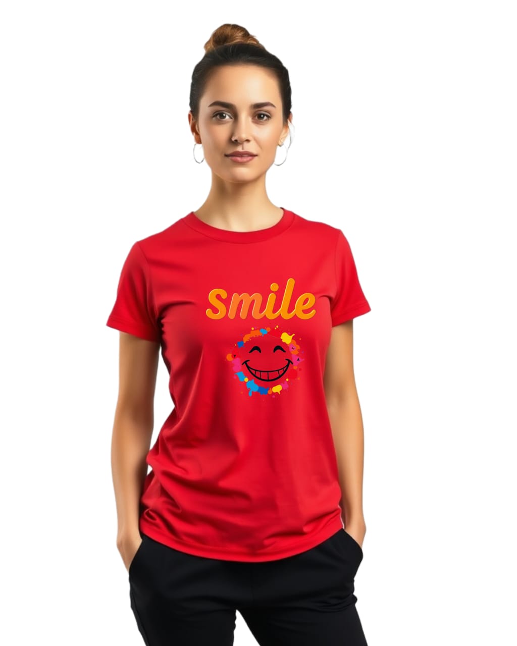 SMILE Premium Regular Fit 180 GSM Biowash Unisex Round Neck T-Shirt (100% Cotton, DTF Print)