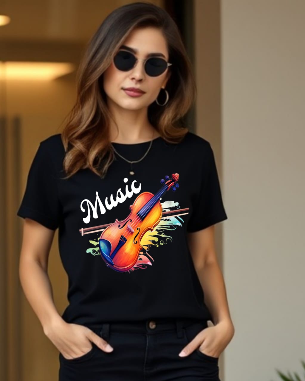 Premium Unisex T-Shirt 👕🎉 – Regular Fit, DTF Printed, 180 GSM 100% Supercombed Cotton, Biowash, Red Label Fabric | by shivaenterprise3 design name - music lover