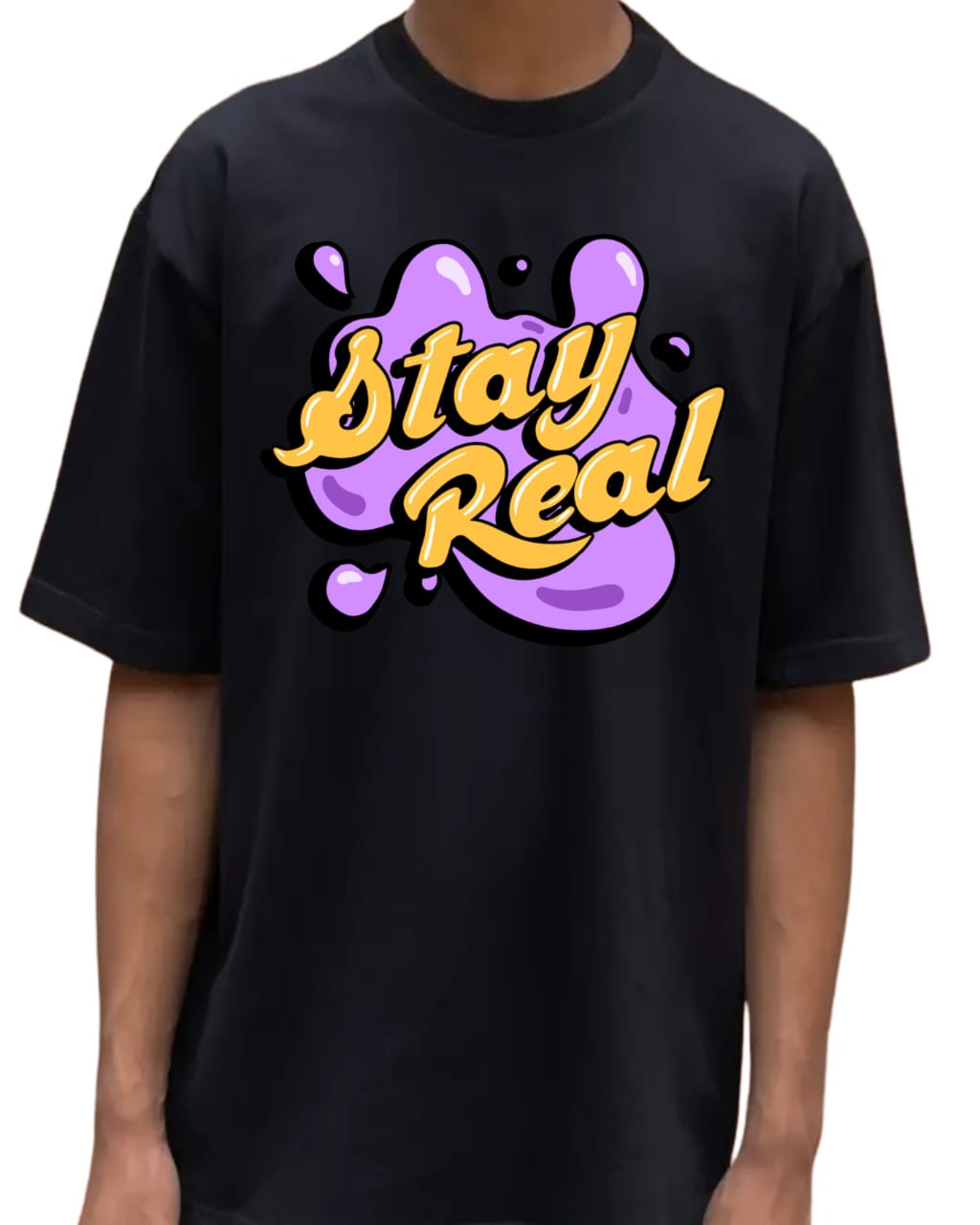 DESIGN -STAY REAL /Unisex Oversized T-Shirt | 100% Cotton | 210 GSM Heavy Gauge Fabric | DTF Printed | ShivaEnterprise3