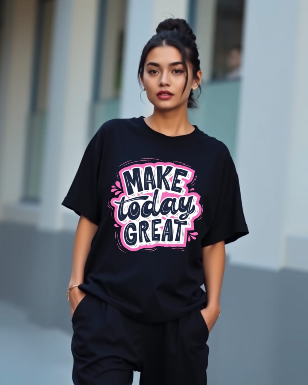 Design-MAKE TODAY GREAT  /Unisex Oversized T-Shirt | 100% Cotton | 210 GSM Heavy Gauge Fabric | DTF Printed | ShivaEnterprise3