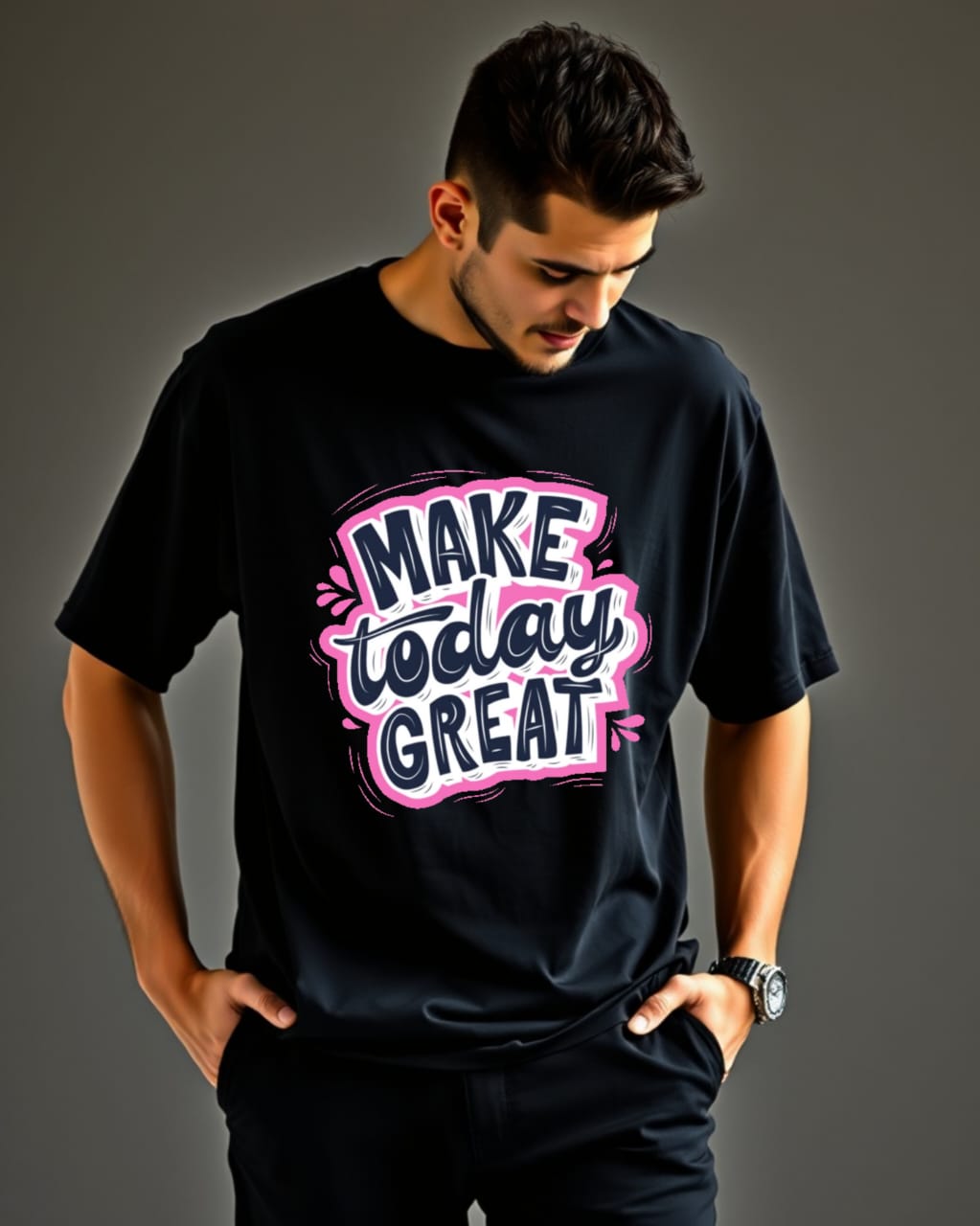 Design-MAKE TODAY GREAT  /Unisex Oversized T-Shirt | 100% Cotton | 210 GSM Heavy Gauge Fabric | DTF Printed | ShivaEnterprise3