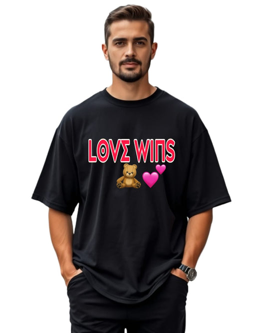 DESIGN -LOVE WINS  /Unisex Oversized T-Shirt | 100% Cotton | 210 GSM Heavy Gauge Fabric | DTF Printed | ShivaEnterprise3