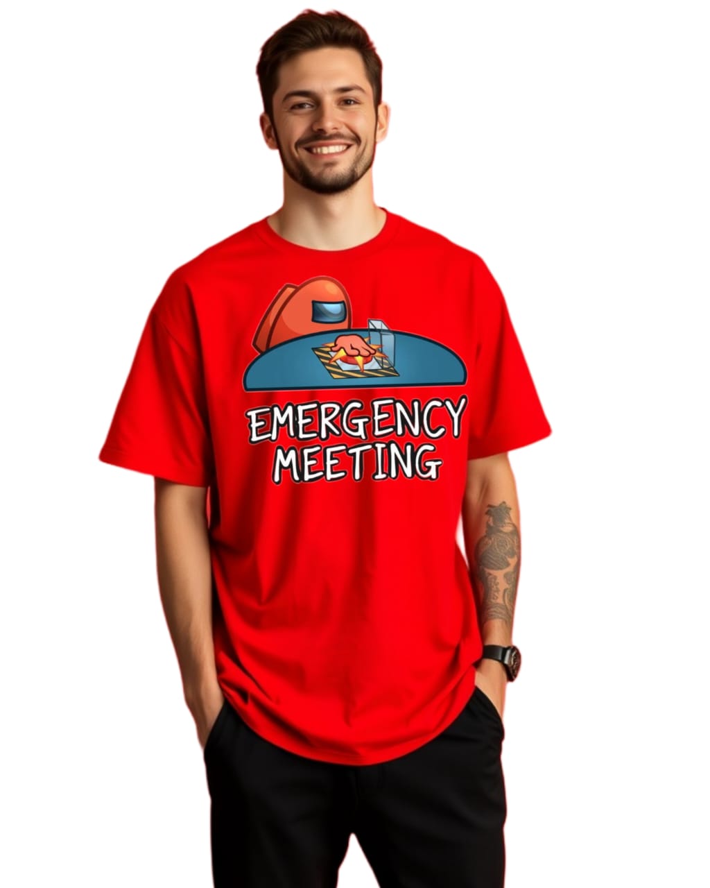 DESIGN NAME-EMERGENCY MEETING  /Unisex Oversized T-Shirt | 100% Cotton | 210 GSM Heavy Gauge Fabric | DTF Printed | ShivaEnterprise3