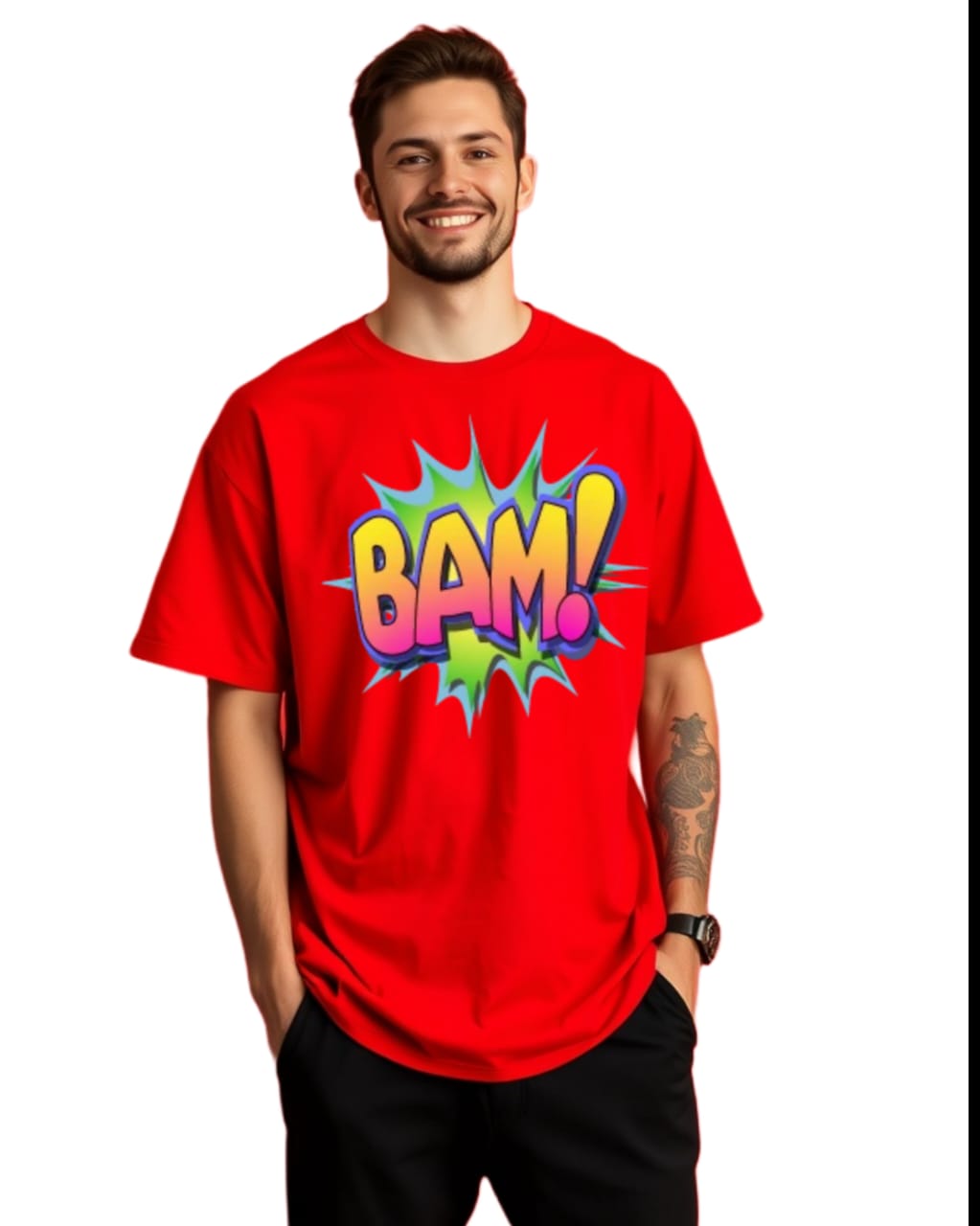 DESIGN NAME-BAM  /Unisex Oversized T-Shirt | 100% Cotton | 210 GSM Heavy Gauge Fabric | DTF Printed | ShivaEnterprise3