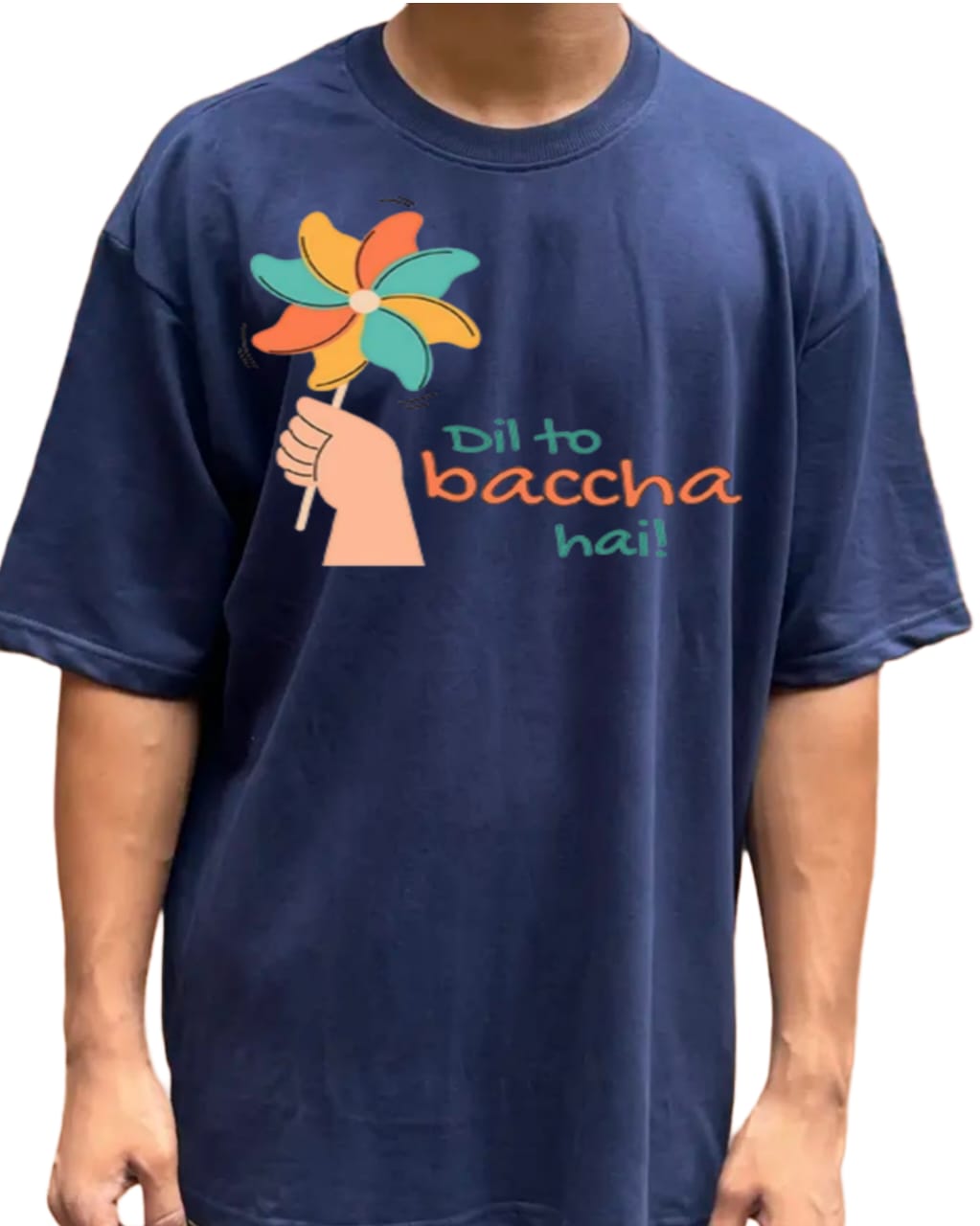 DESIGN NAME-DIL TO BACCHA HE    /Unisex Oversized T-Shirt | 100% Cotton | 210 GSM Heavy Gauge Fabric | DTF Printed | ShivaEnterprise3