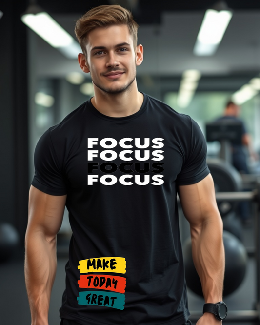 Focus regular fit  180 GSM Biowash Unisex Round Neck T-Shirt (100% Cotton, DTF Print)